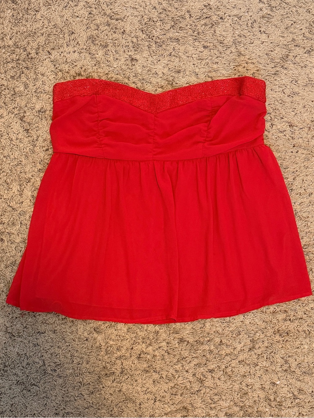 Strapless Red Peplum Top